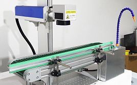 Волоконный лазерный маркер с конвейерной лентой для маркировки ручек, модель V6 